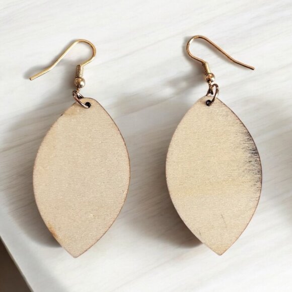 Football Wood Drop Earrings - Picture 5 of 5